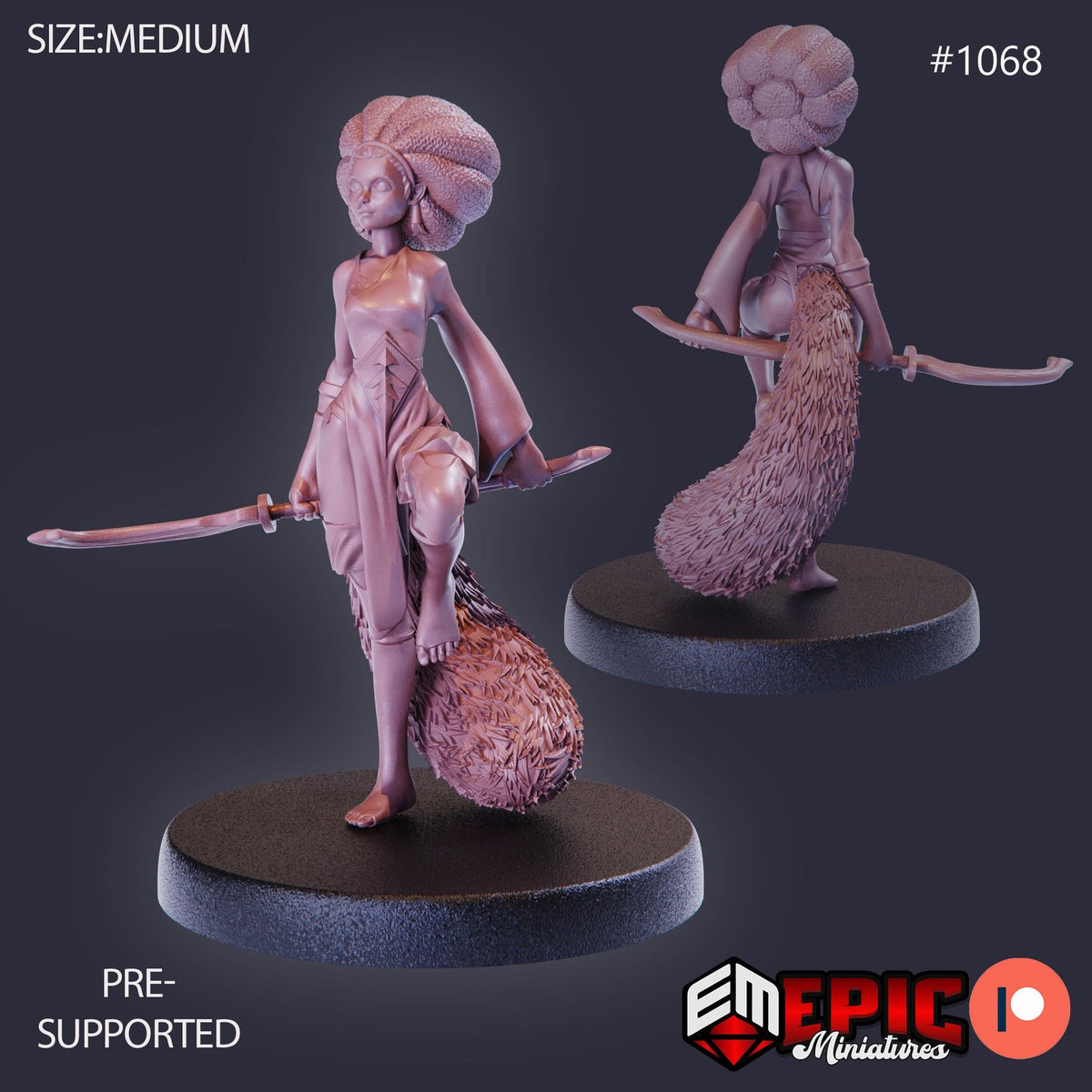 Tanuki Lady Option #1068 front DND miniature Savage Mountains 16k resin