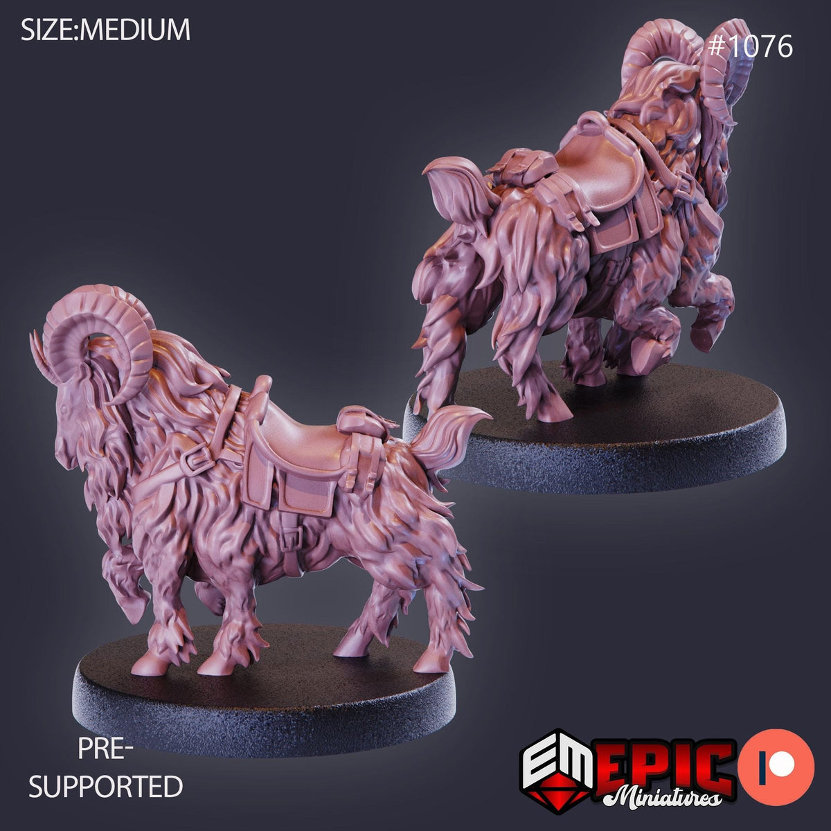Climbing Ram Option #1076 front DND miniature Savage Mountains 16k resin