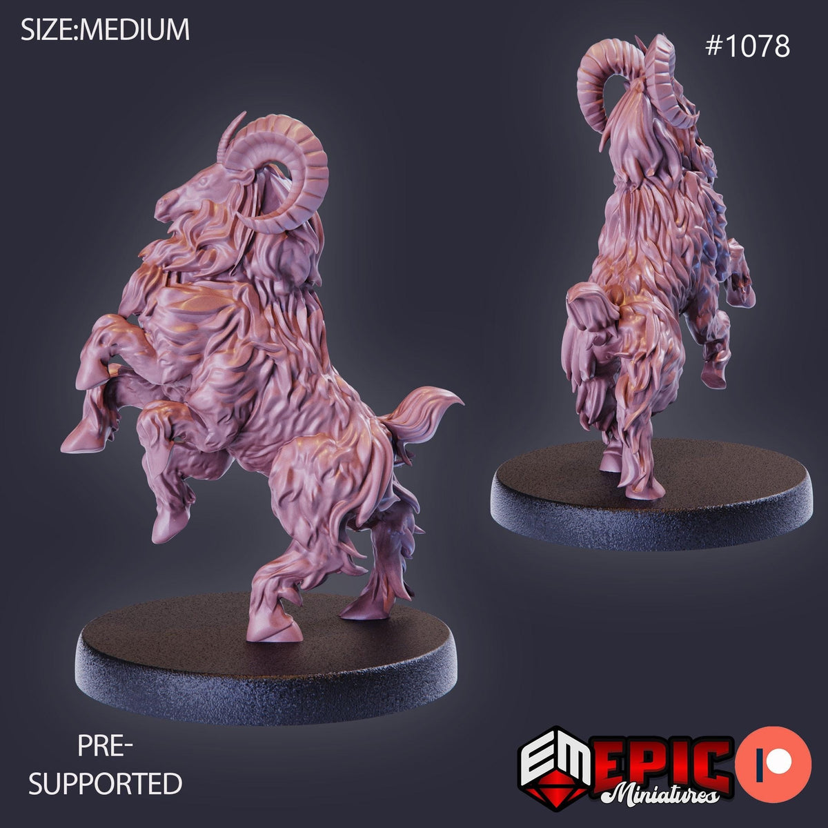 Climbing Ram Option #1078 front DND miniature Savage Mountains 16k resin