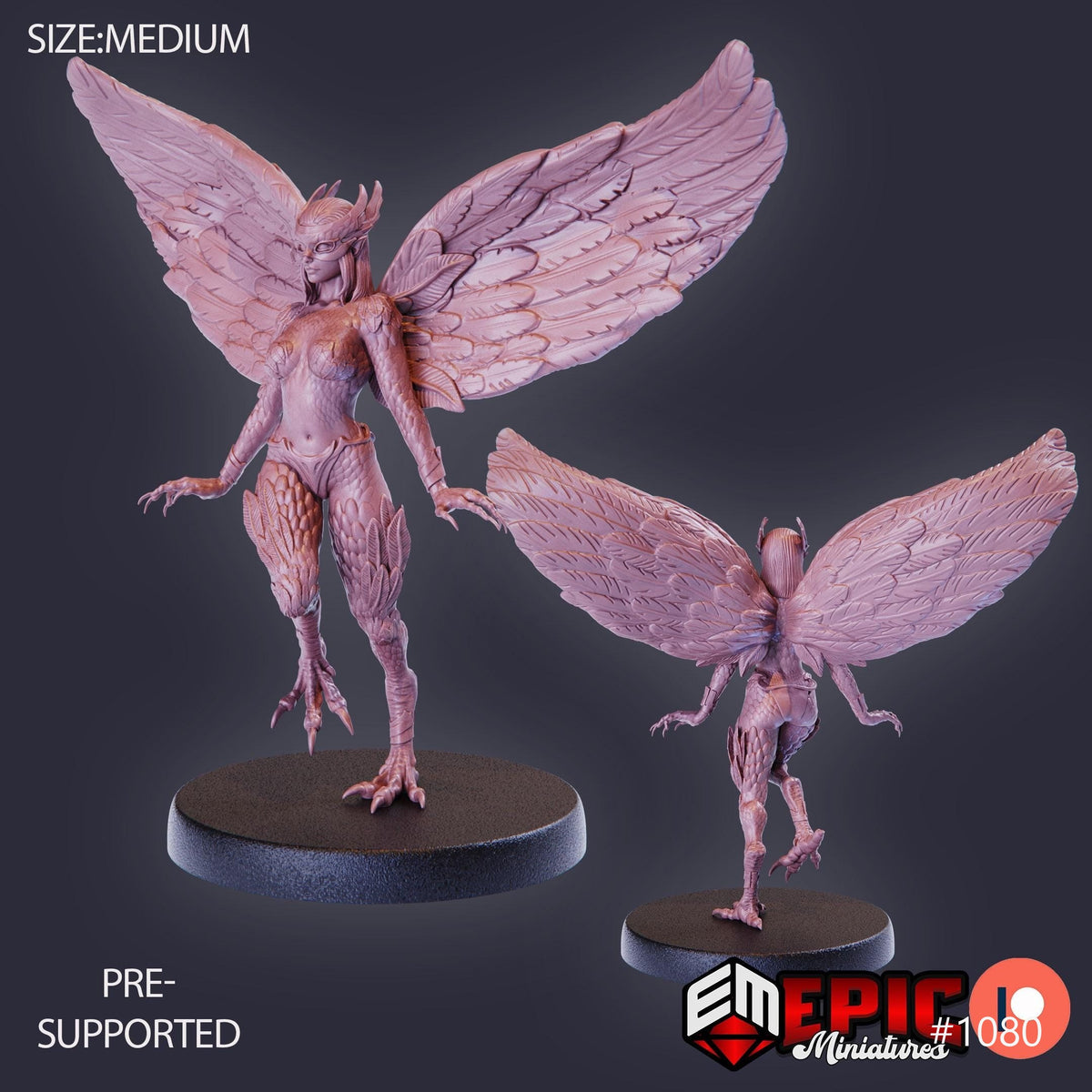 Mountain Harpy Option #1080 front DND miniature Savage Mountains 16k resin
