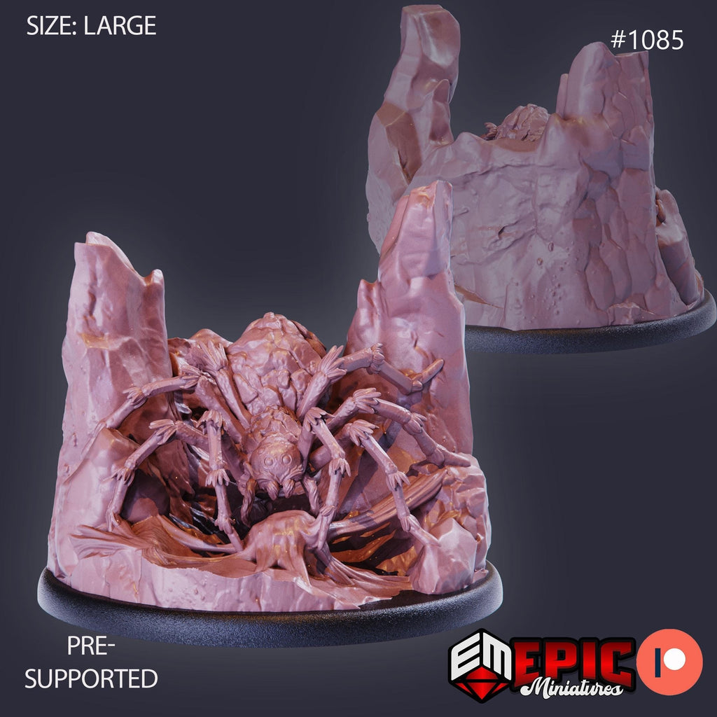 Giant Rock Spider Option #1085 front DND miniature Savage Mountains 16k resin