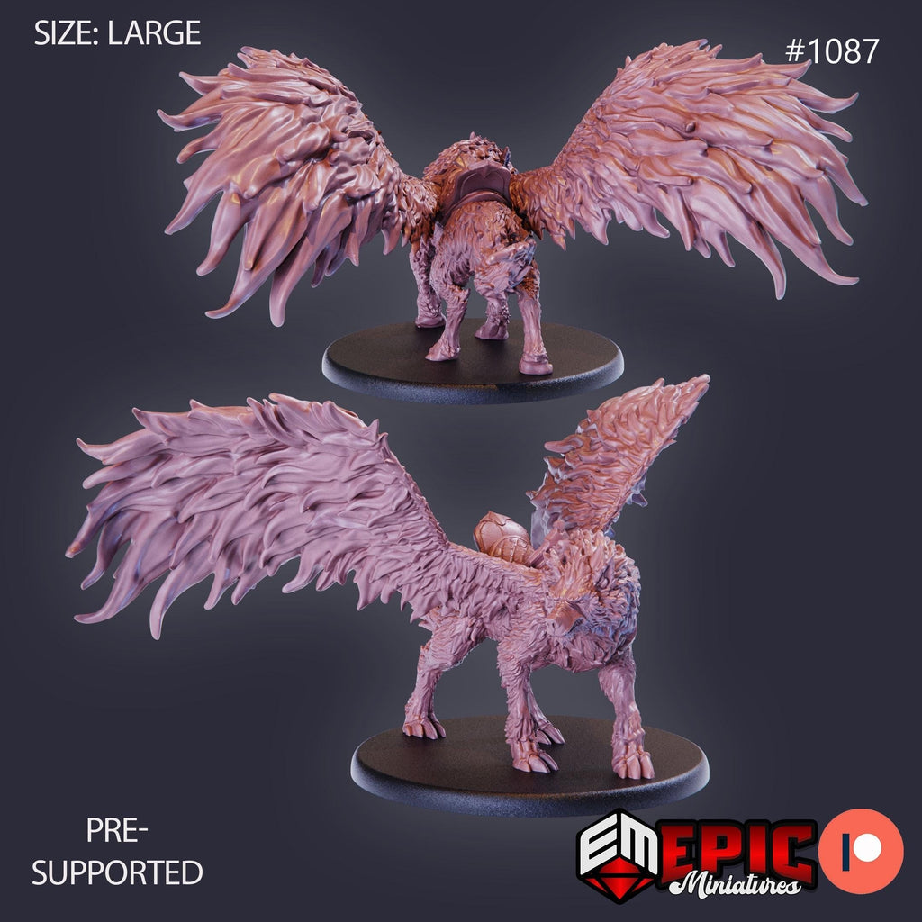 Winged Wolf Option #1087 front DND miniature Savage Mountains 16k resin