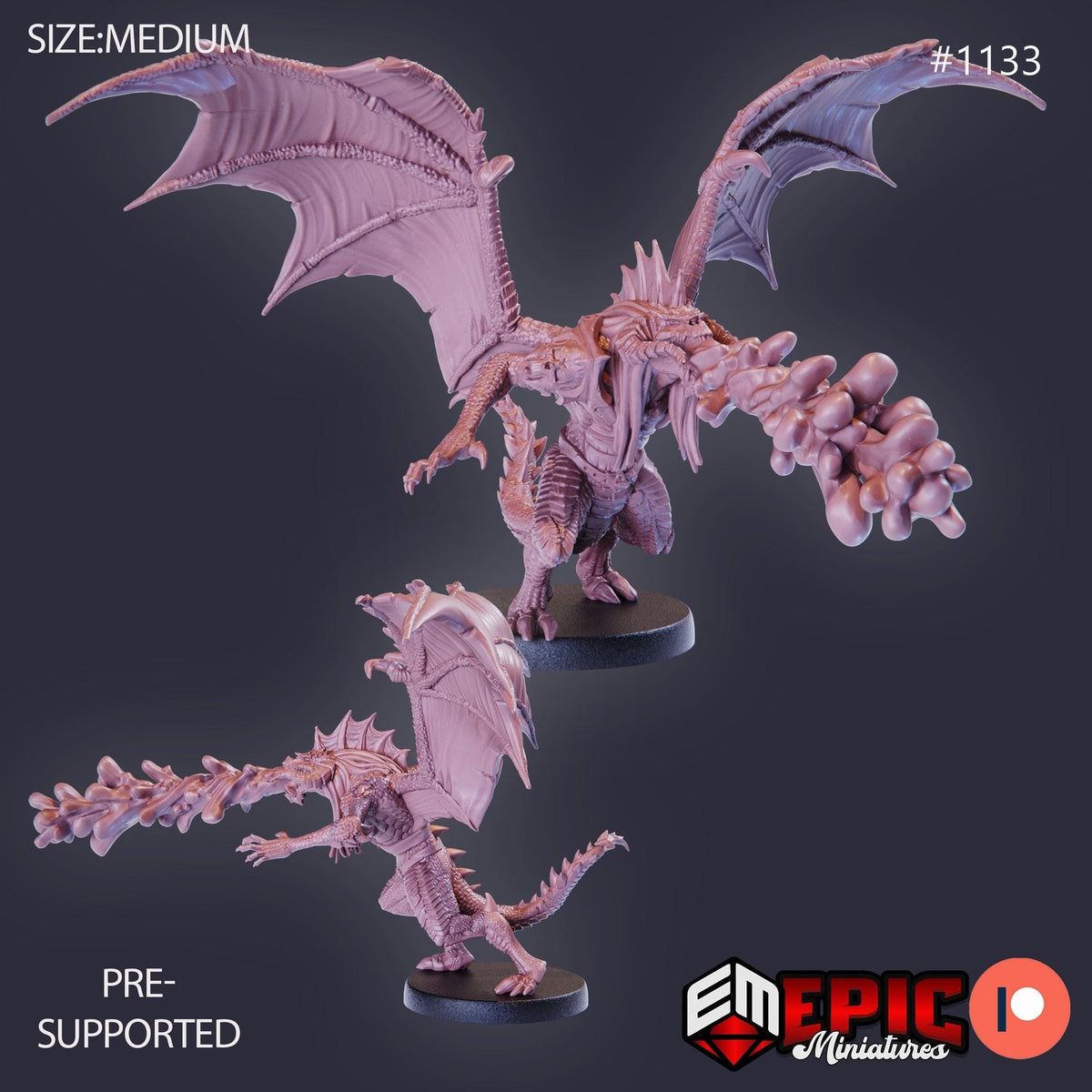 Draconic Demon Black Option #1133 front DND miniature Hour of Demons 16k resin