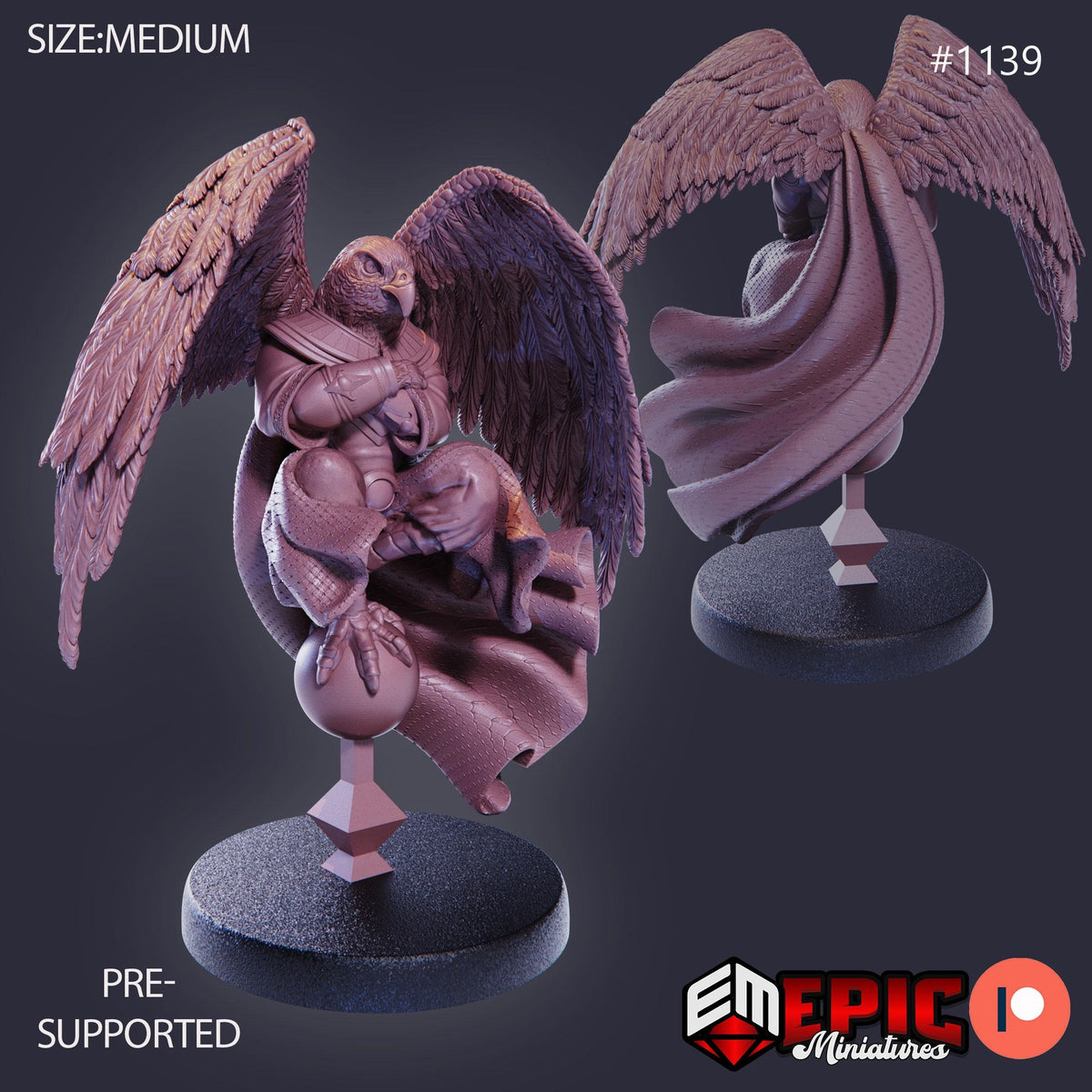 Bird Folk Falcon Option #1139 front DND miniature Sky Dominion 16k resin