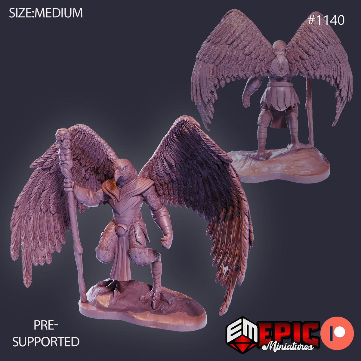 Bird Folk Falcon Option #1140 front DND miniature Sky Dominion 16k resin