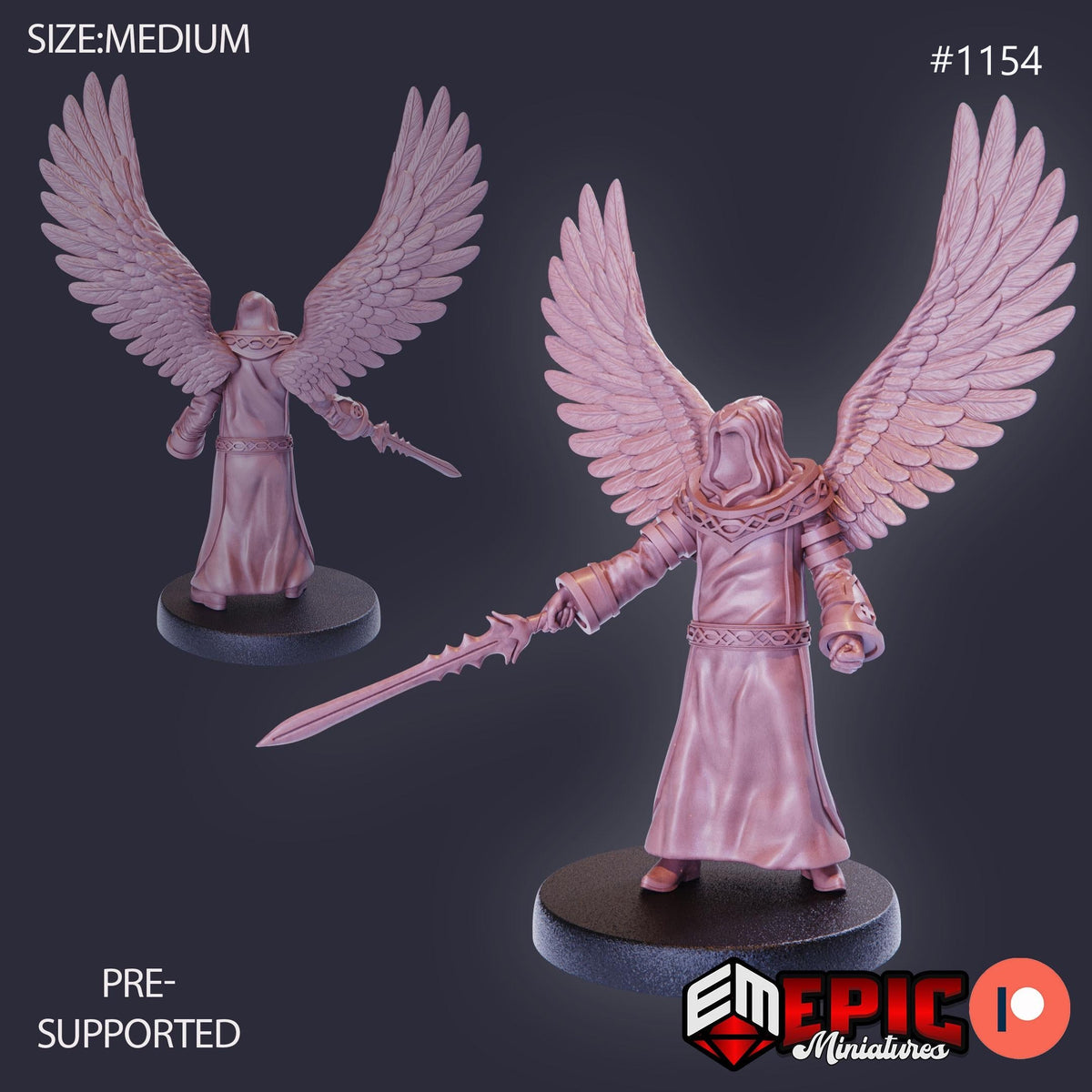 Warrior Angel Option #1154 front DND miniature Sky Dominion 16k resin