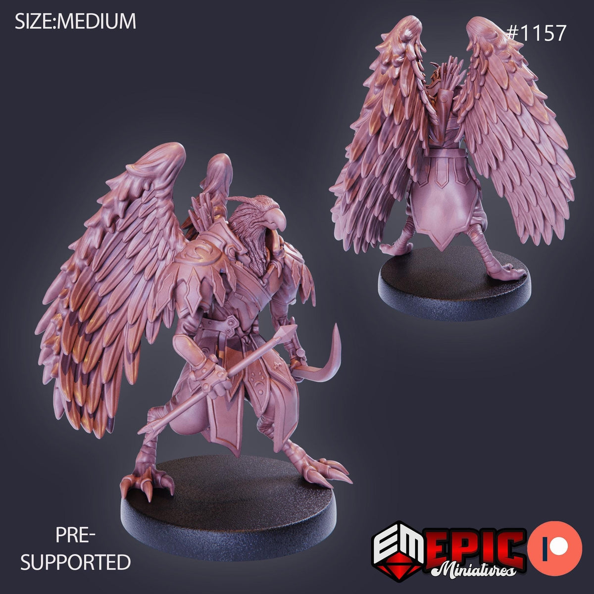 Bird Folk Eagle Option #1157 front DND miniature Sky Dominion 16k resin