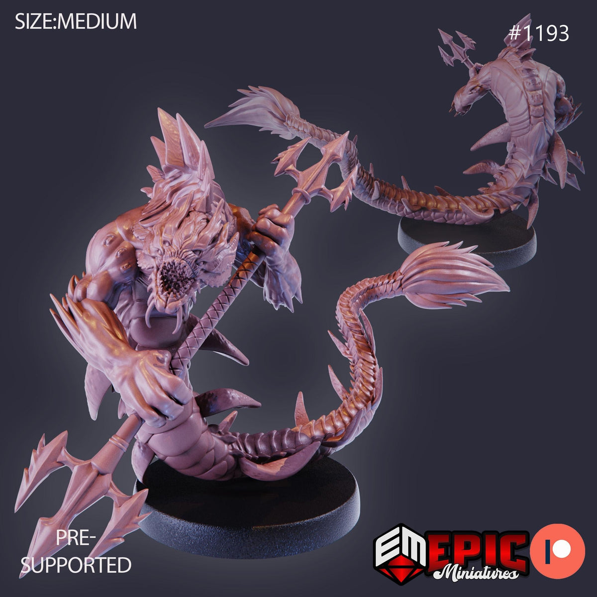 Ocean Naga Option #1193 front DND miniature Underwater Mayhem 16k resin