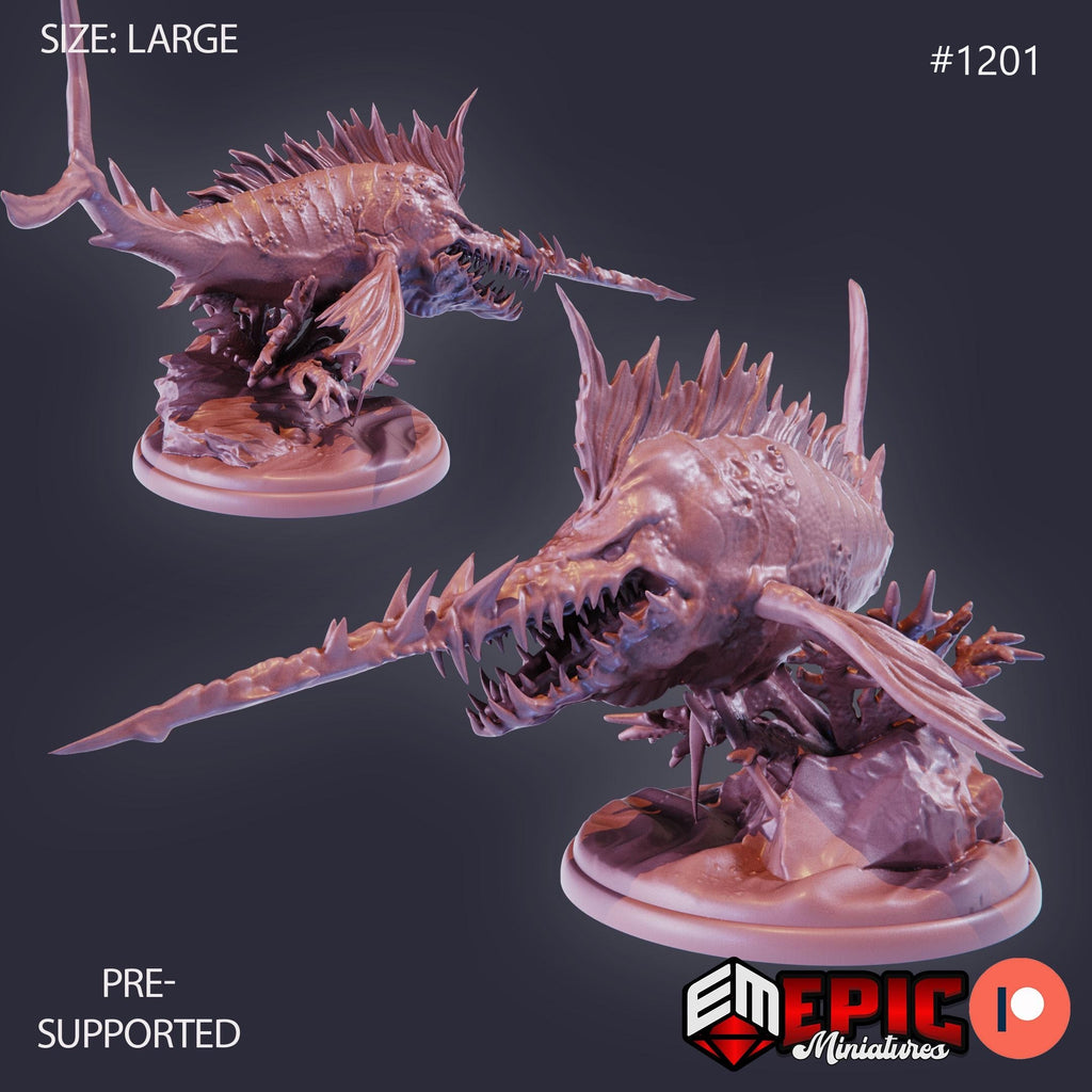 Sword Fish Option #1201 front DND miniature Underwater Mayhem 16k resin