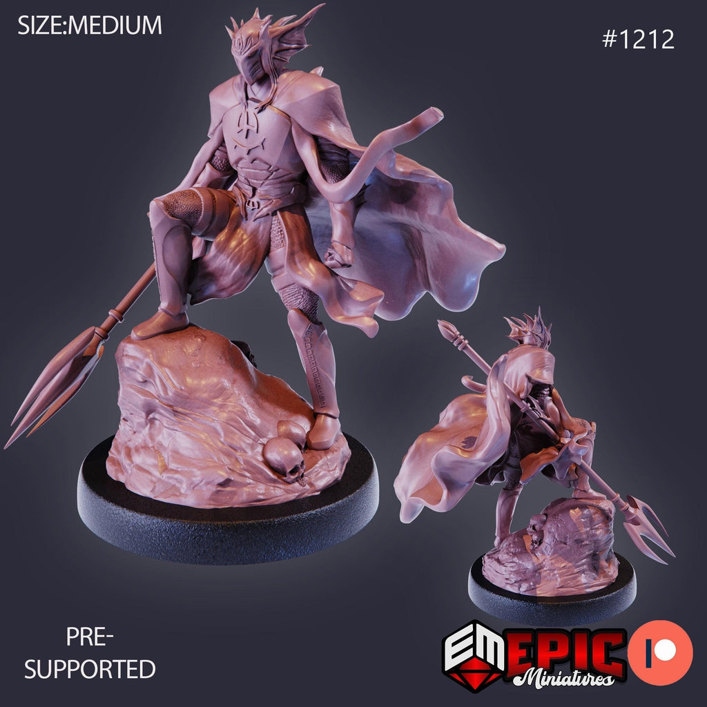 Atlantean Knight Option #1212 front DND miniature Underwater Mayhem 16k resin