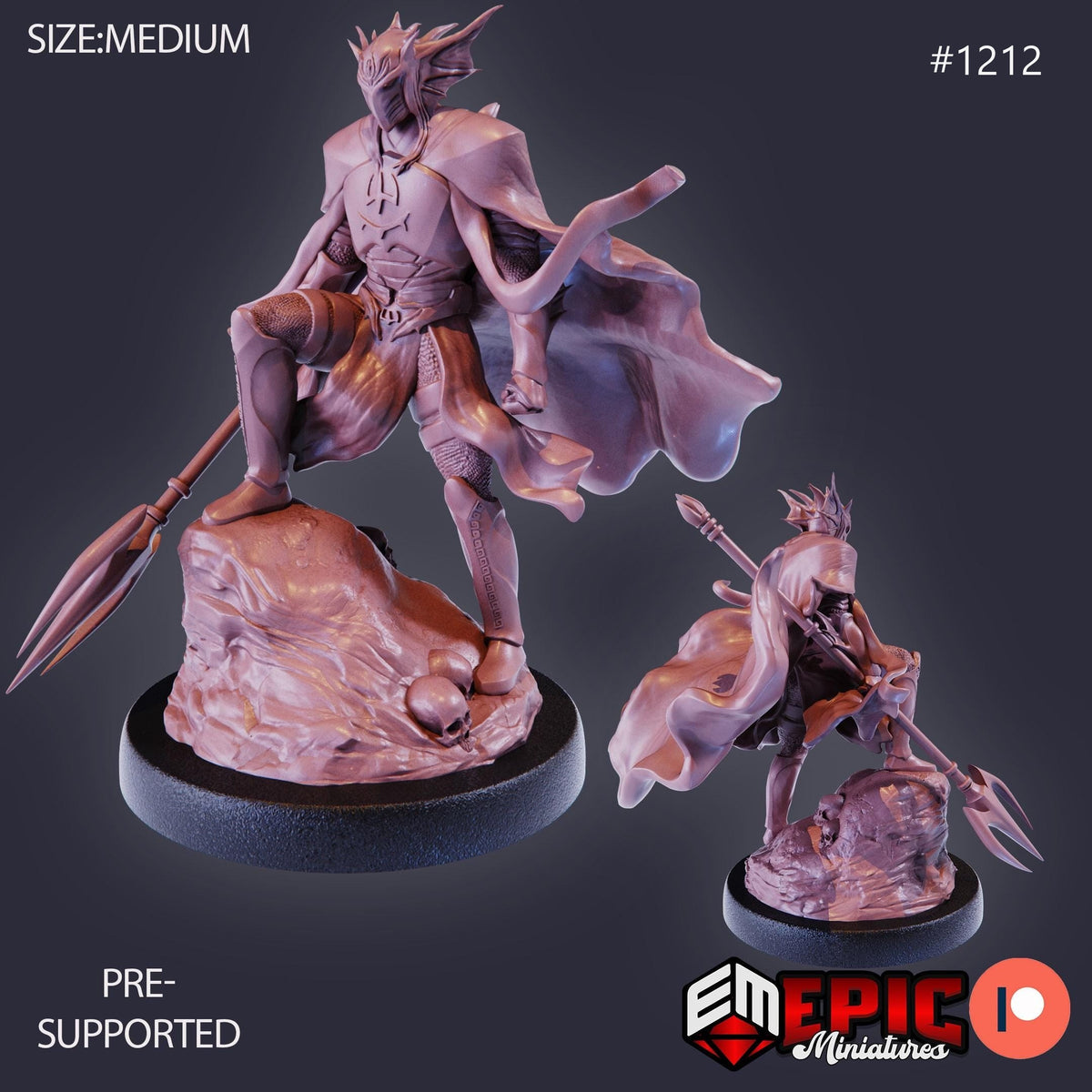 Atlantean Knight Option #1212 front DND miniature Underwater Mayhem 16k resin