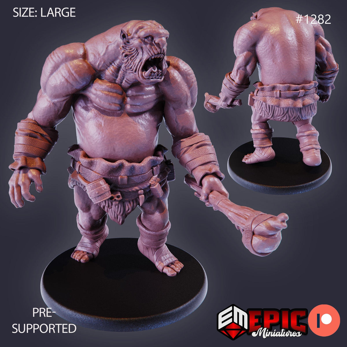 Ogre Option #1282 front DND miniature Green Siege 16k resin
