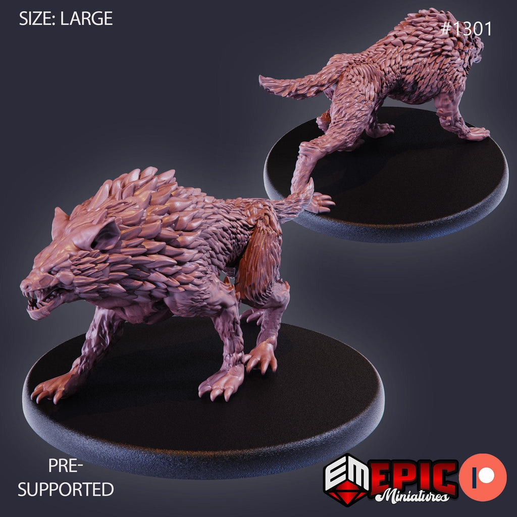 Warg Option #1301 front DND miniature Green Siege 16k resin