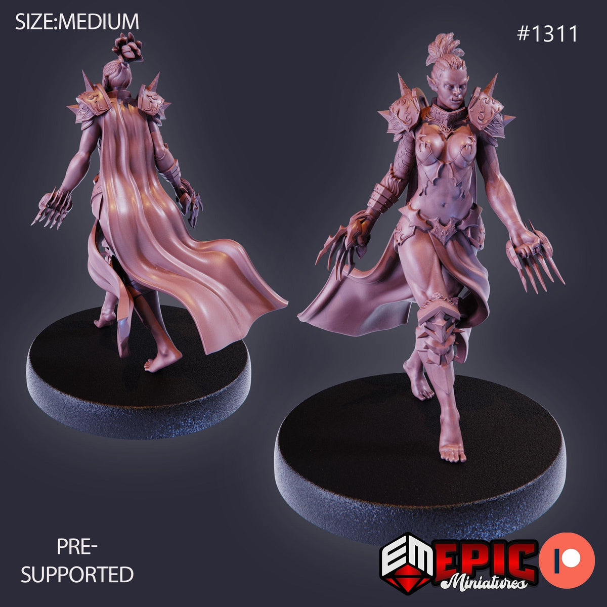 Orc Female Option #1311 front DND miniature Green Siege 16k resin