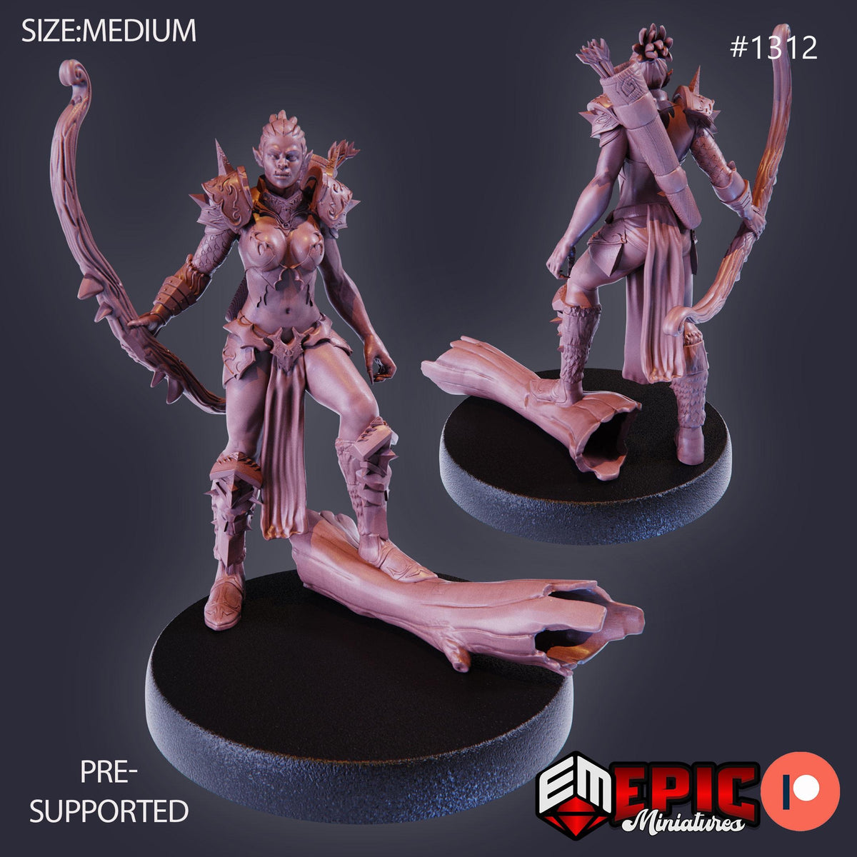 Orc Female Option #1312 front DND miniature Green Siege 16k resin