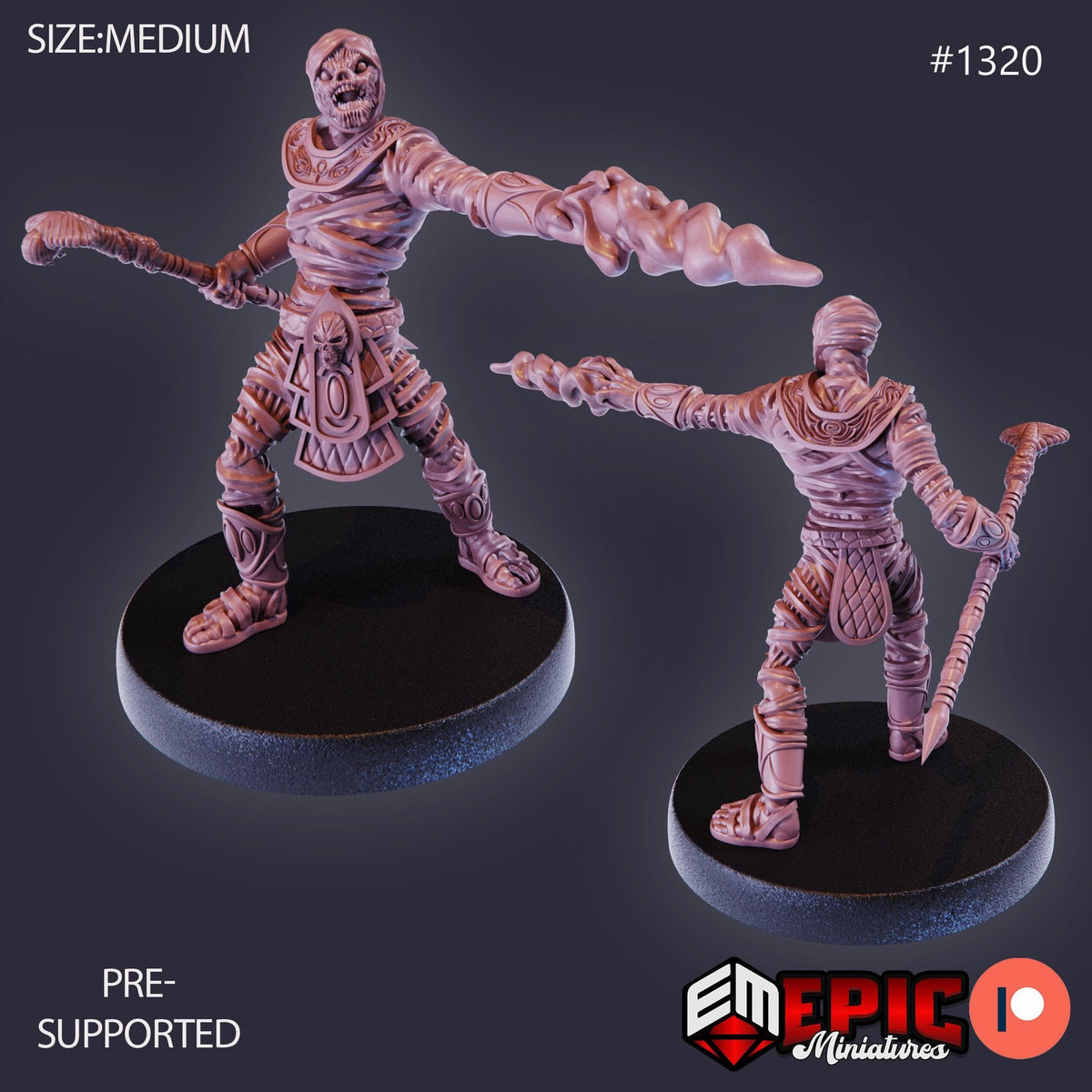 Mummy Mage Option #1320 front DND miniature Sands of Destiny 16k resin