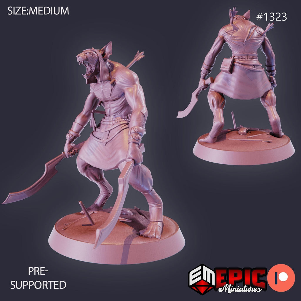 Catfolk Egyptian Option #1323 front DND miniature Sands of Destiny 16k resin