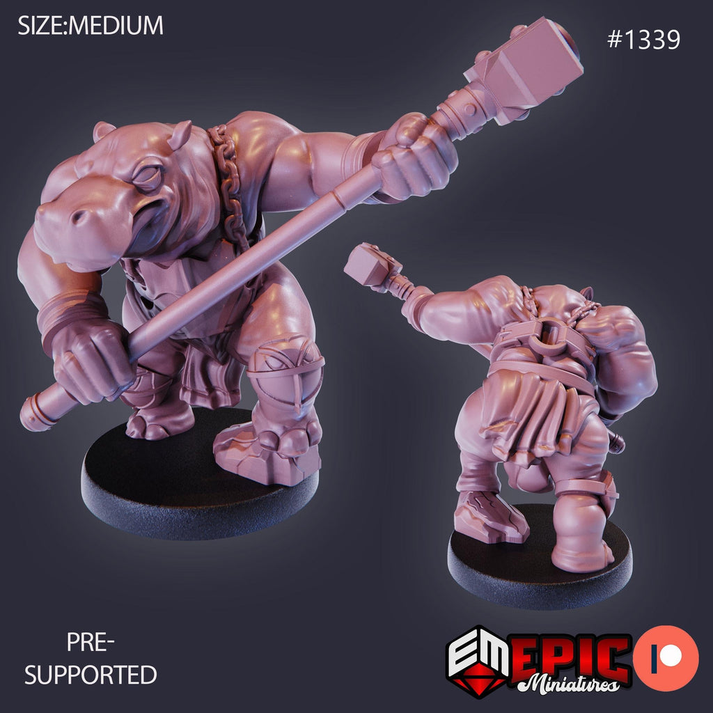Hippo Warrior Option #1339 front DND miniature Sands of Destiny 16k resin