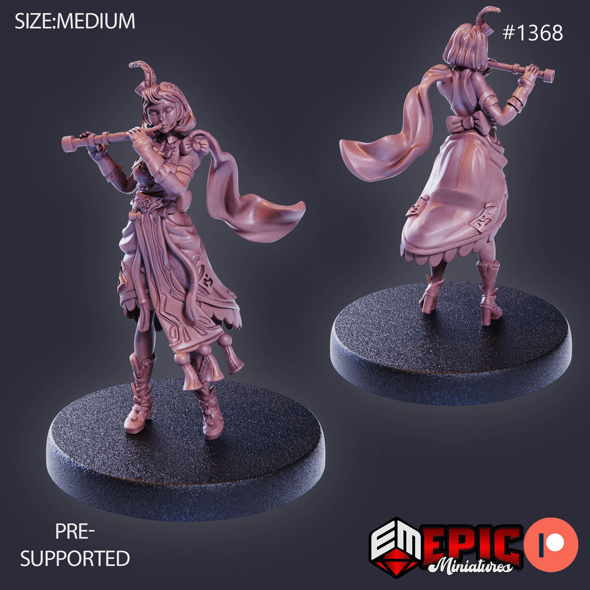 Fiona the Bard Option #1368 front DND miniature Kingdom of Secrets 16k resin