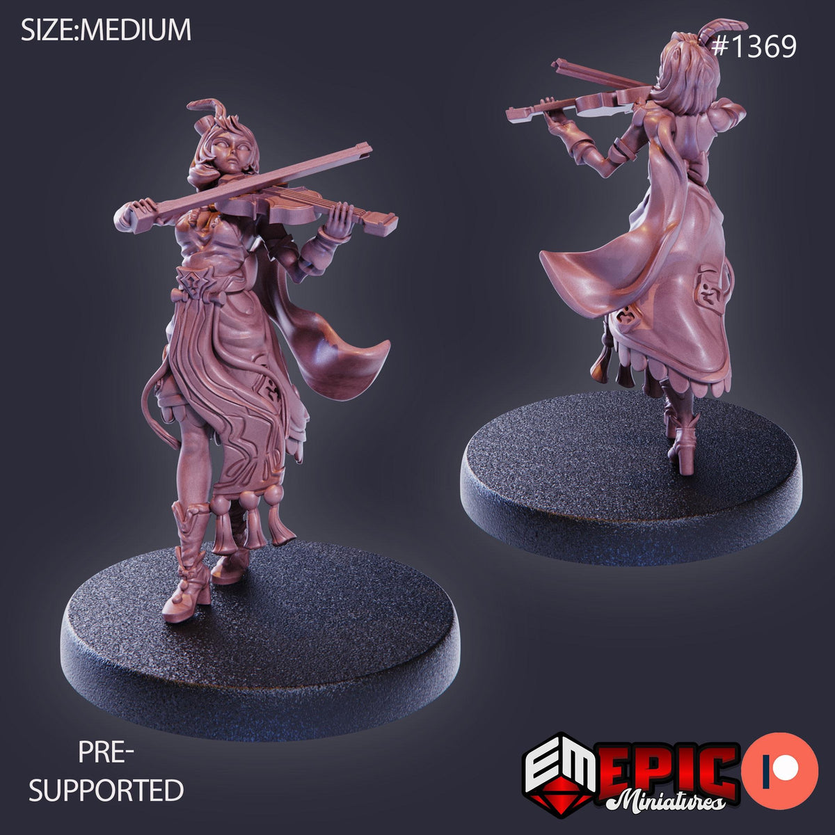 Fiona the Bard Option #1369 front DND miniature Kingdom of Secrets 16k resin
