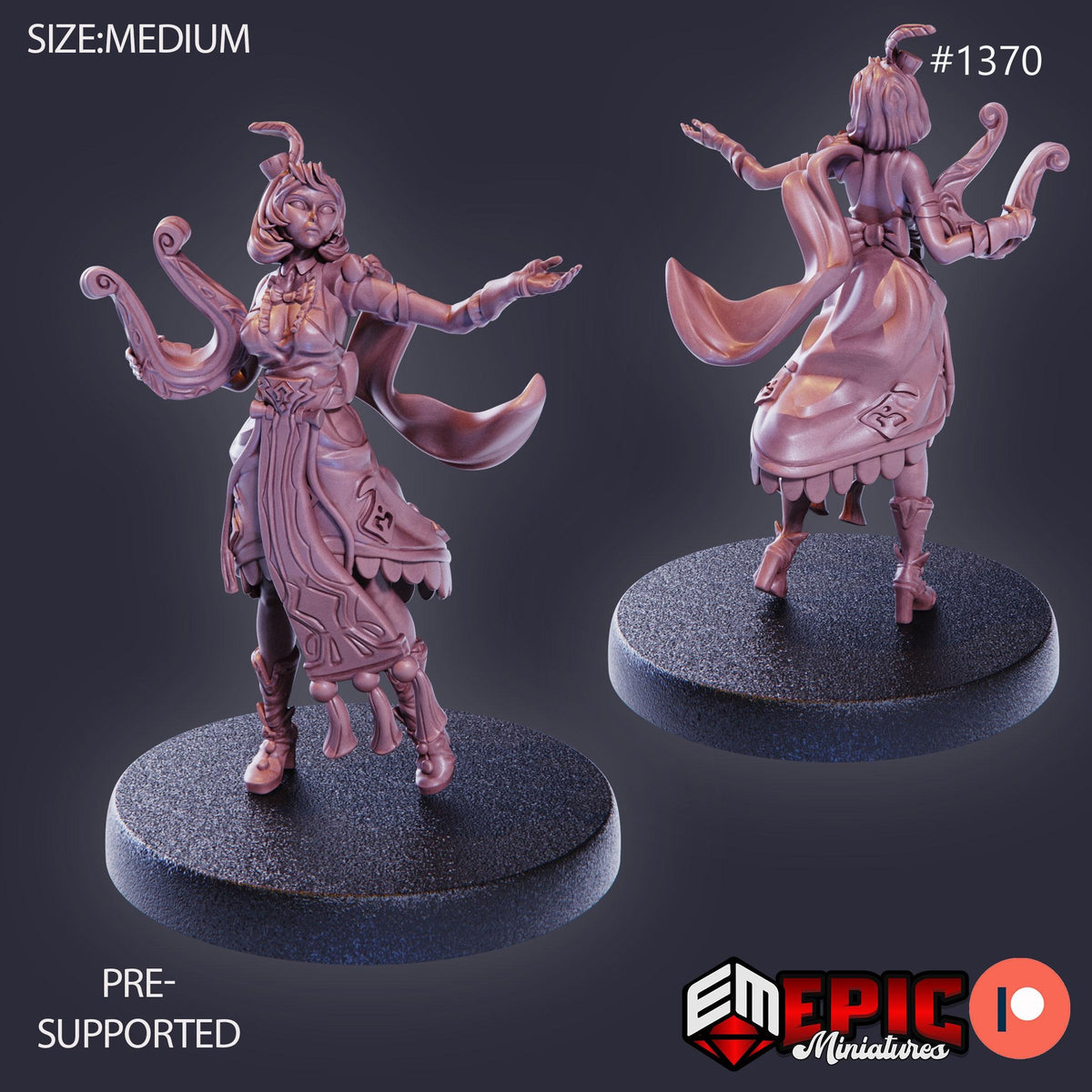Fiona the Bard Option #1370 front DND miniature Kingdom of Secrets 16k resin