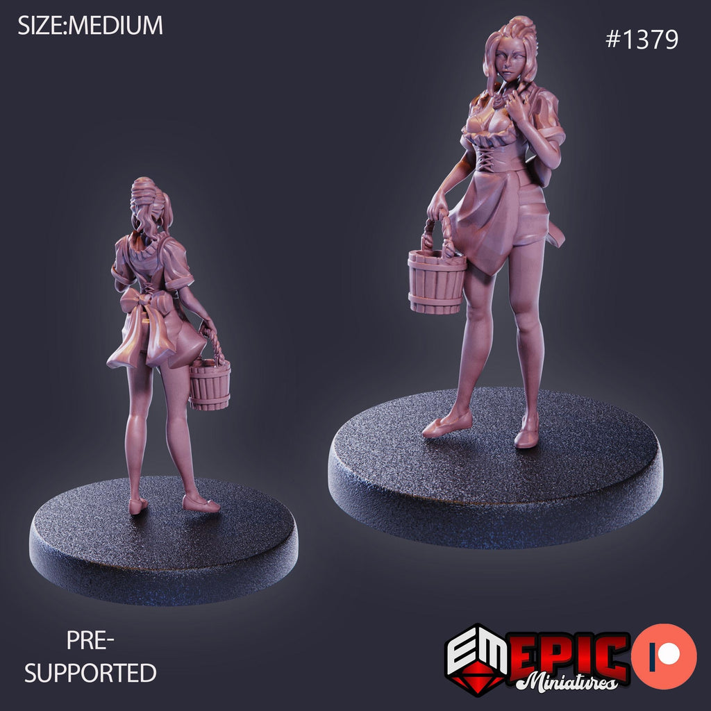 Tavern Waitress Option #1379 front DND miniature Kingdom of Secrets 16k resin