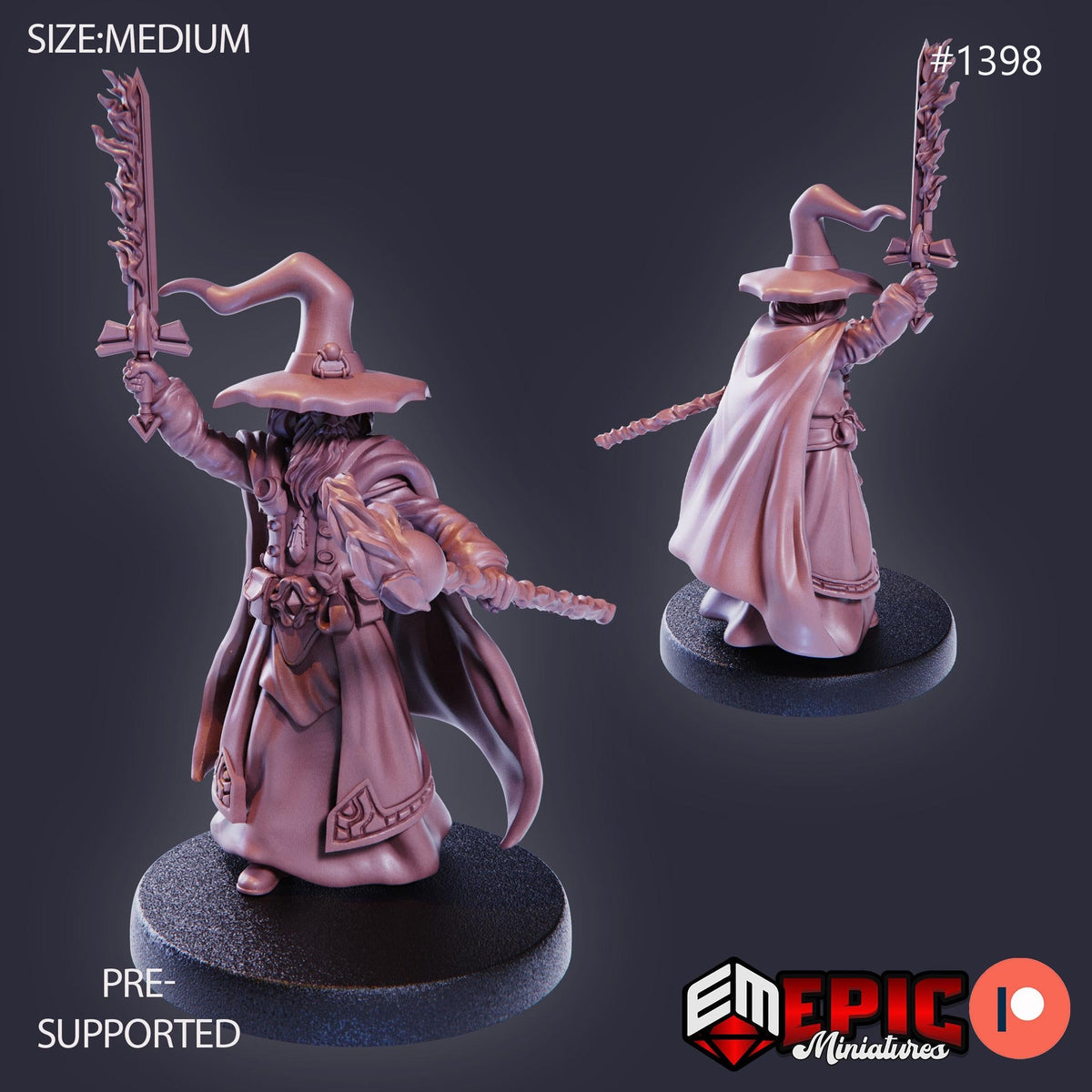 Gray Wizard Option #1398 front DND miniature Kingdom of Secrets 16k resin