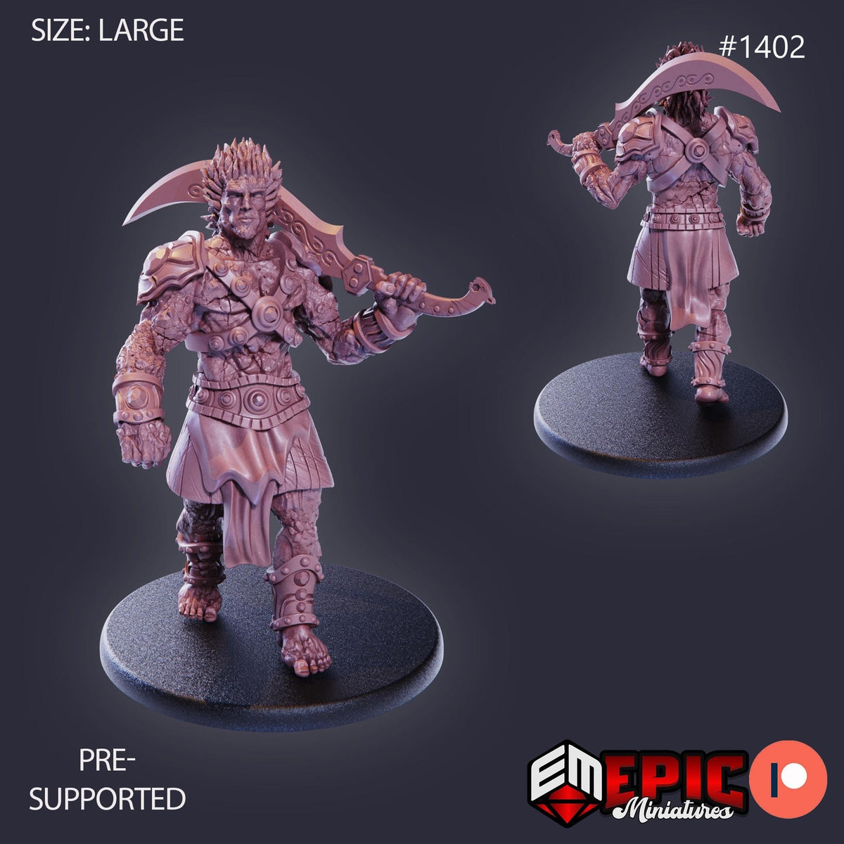 Dao Male Option #1402 front DND miniature Burning Lands 16k resin