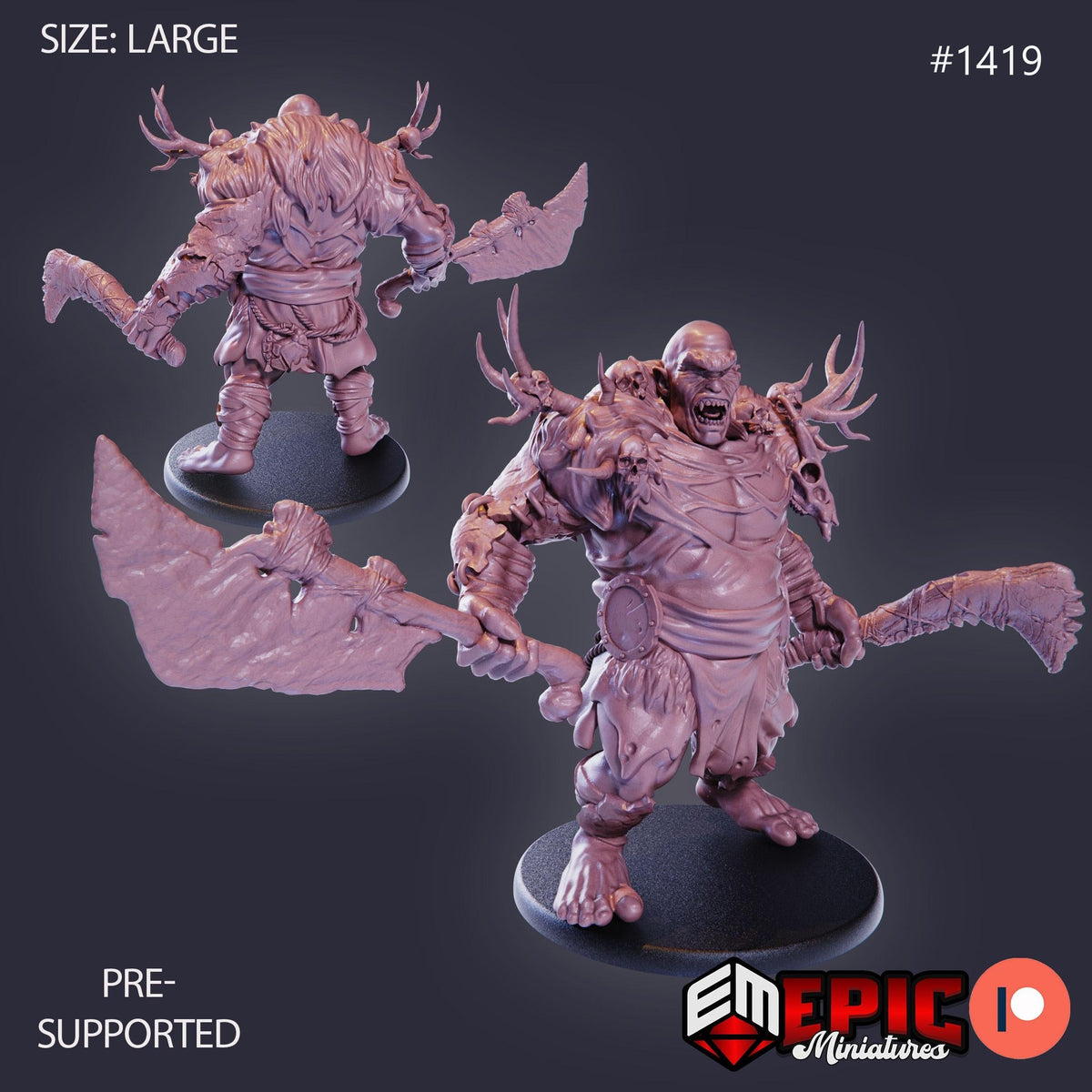 Cyclops Option #1419 front DND miniature Burning Lands 16k resin