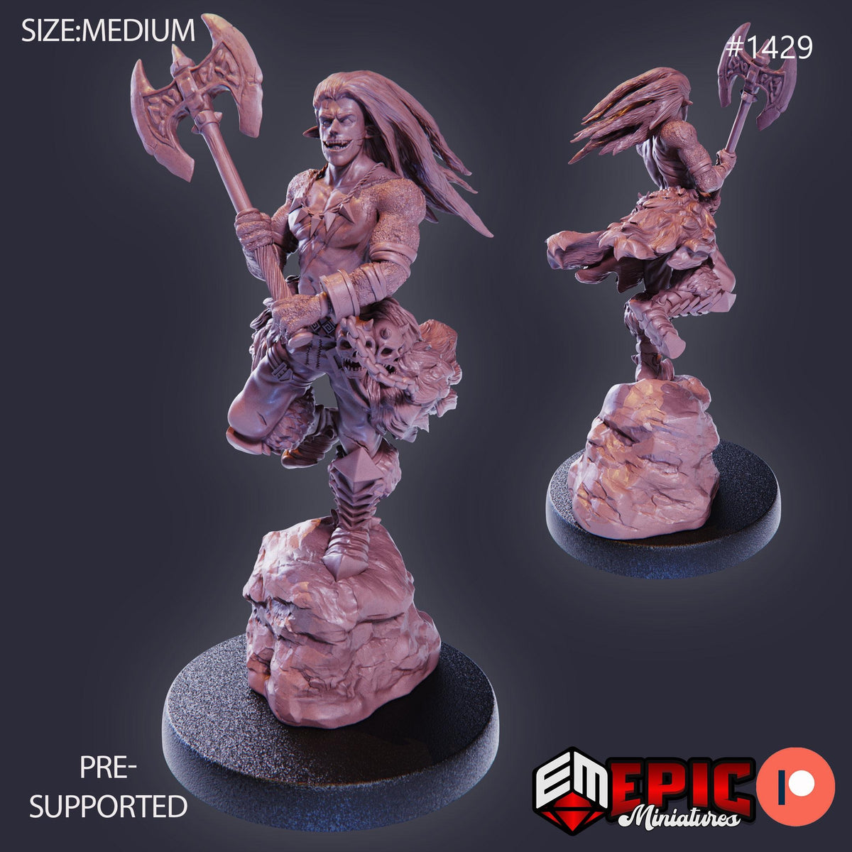 Fire Genasi Option #1429 front DND miniature Burning Lands 16k resin