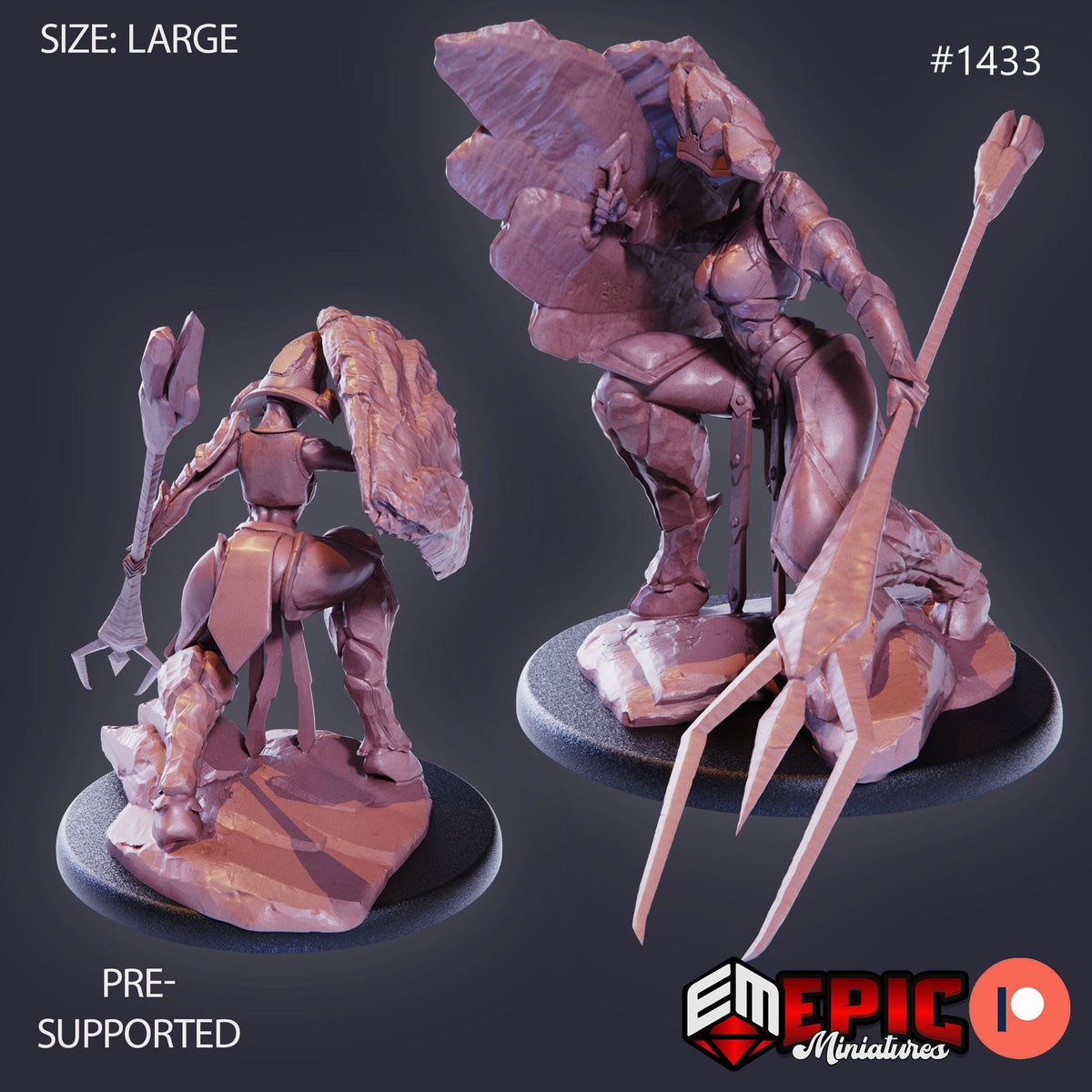 Gaia Shield Maiden Option #1433 front DND miniature Burning Lands 16k resin