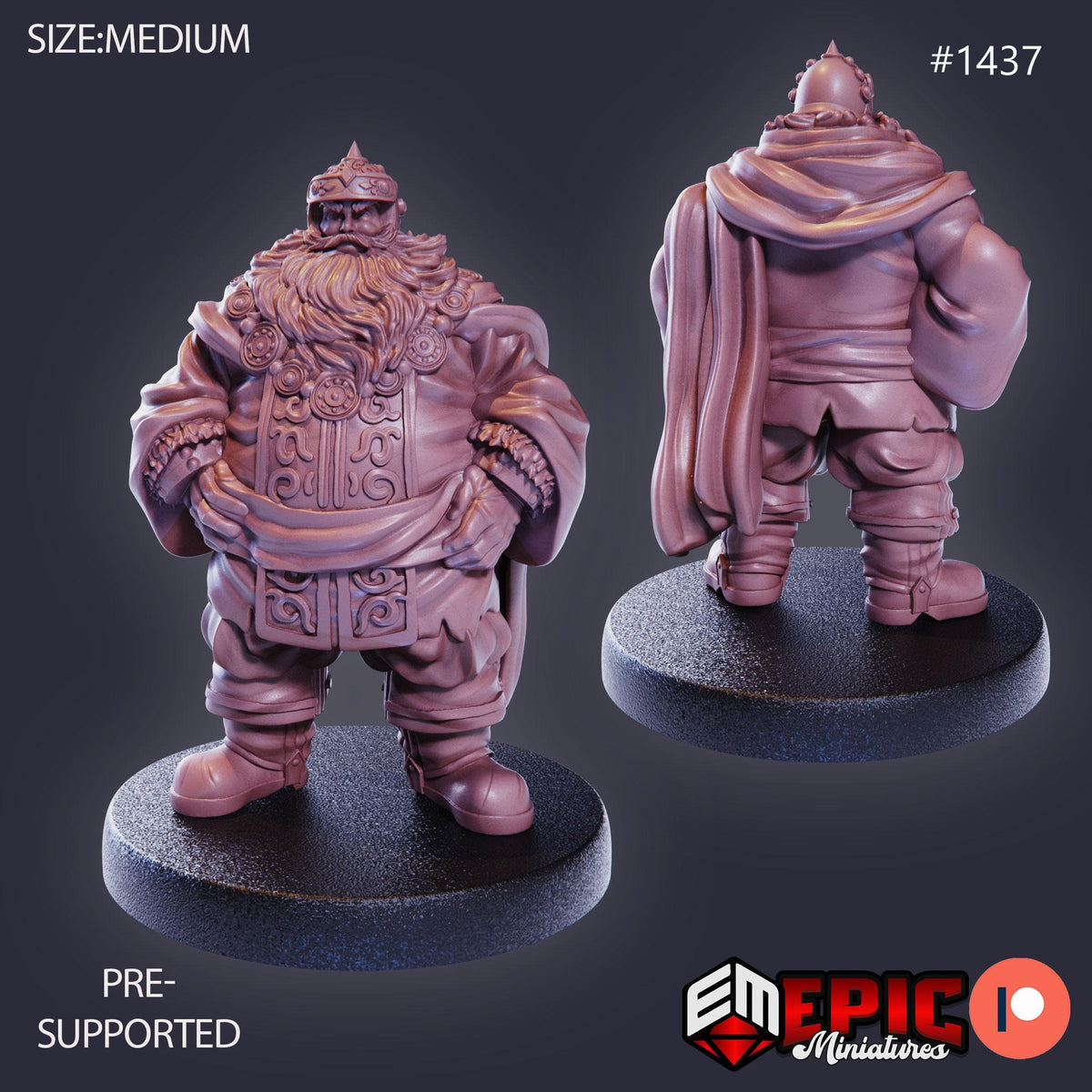 Fire Dwarf Male Option #1437 front DND miniature Burning Lands 16k resin