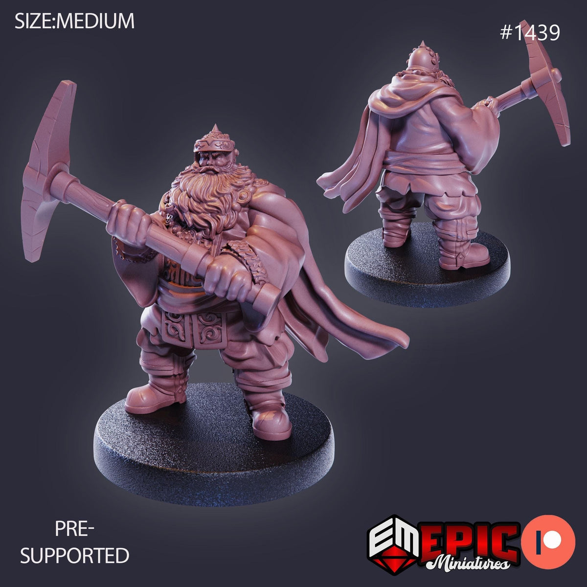 Fire Dwarf Male Option #1439 front DND miniature Burning Lands 16k resin