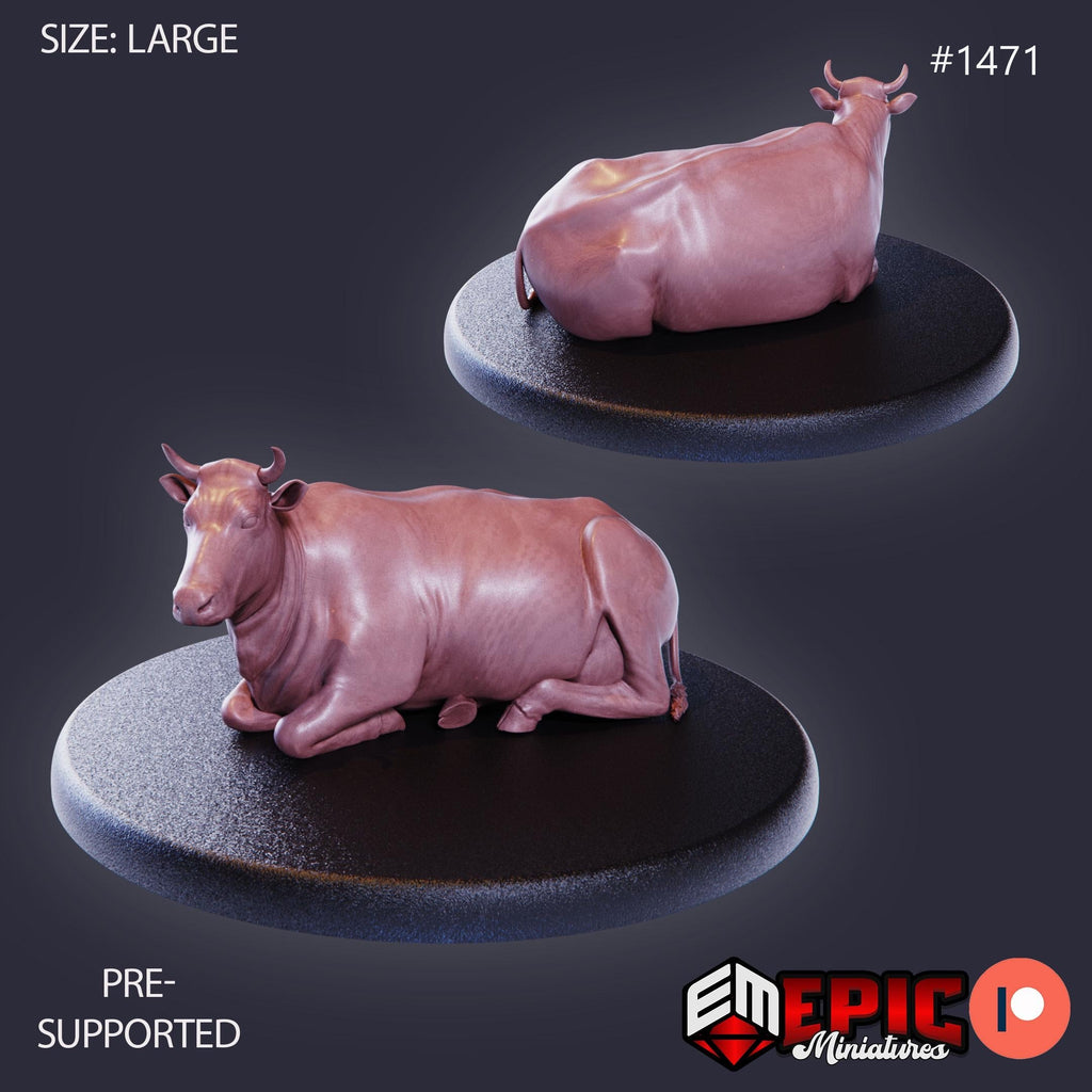 Farm Animal Cow Option #1471 front DND miniature Farm Village 16k resin