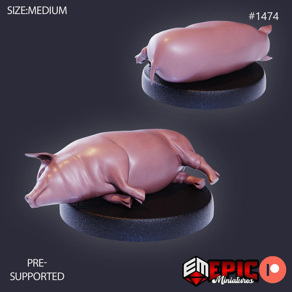 Farm Animal Pig Option #1474 front DND miniature Farm Village 16k resin