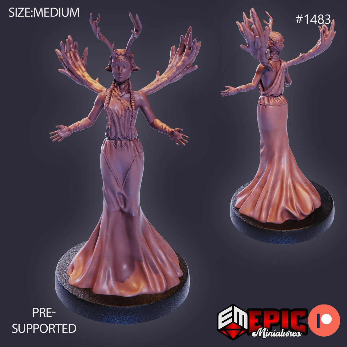 Moon Deity Option #1483 front DND miniature Elven Grace 16k resin