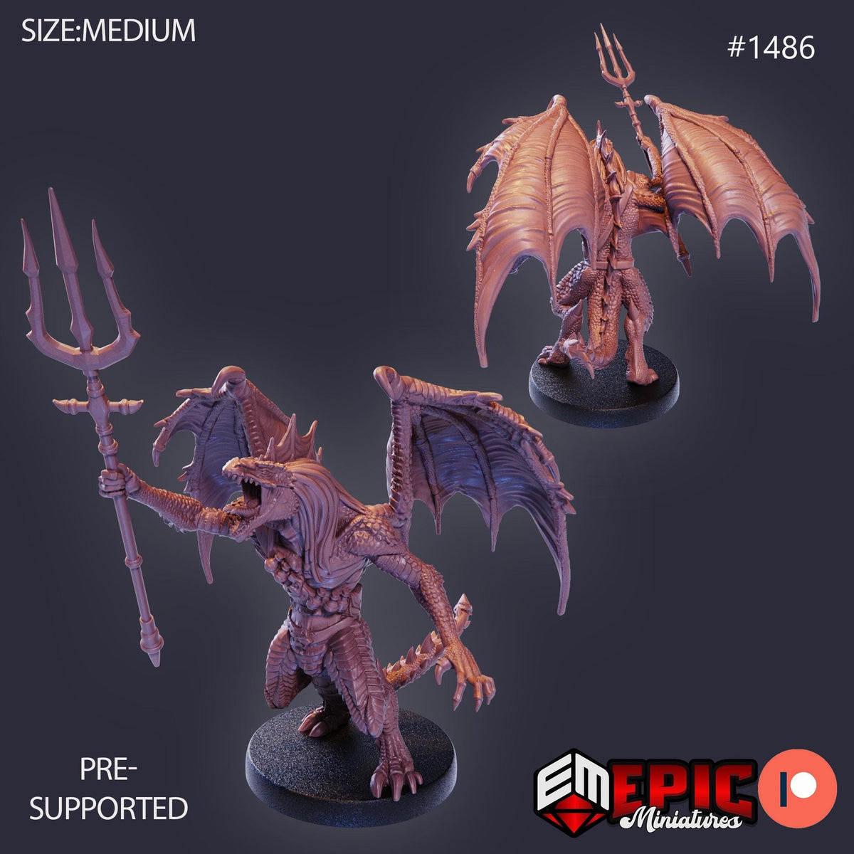 Draconic Demon Green Option #1486 front DND miniature Elven Grace 16k resin