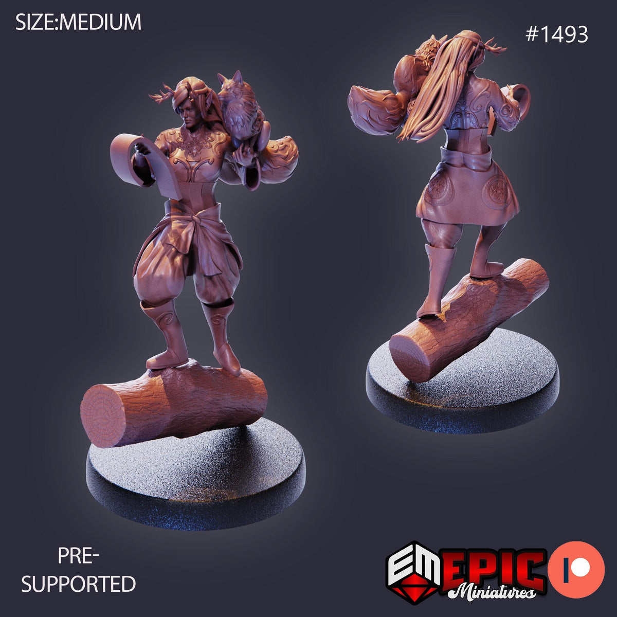 Forest Druid Option #1493 front DND miniature Elven Grace 16k resin