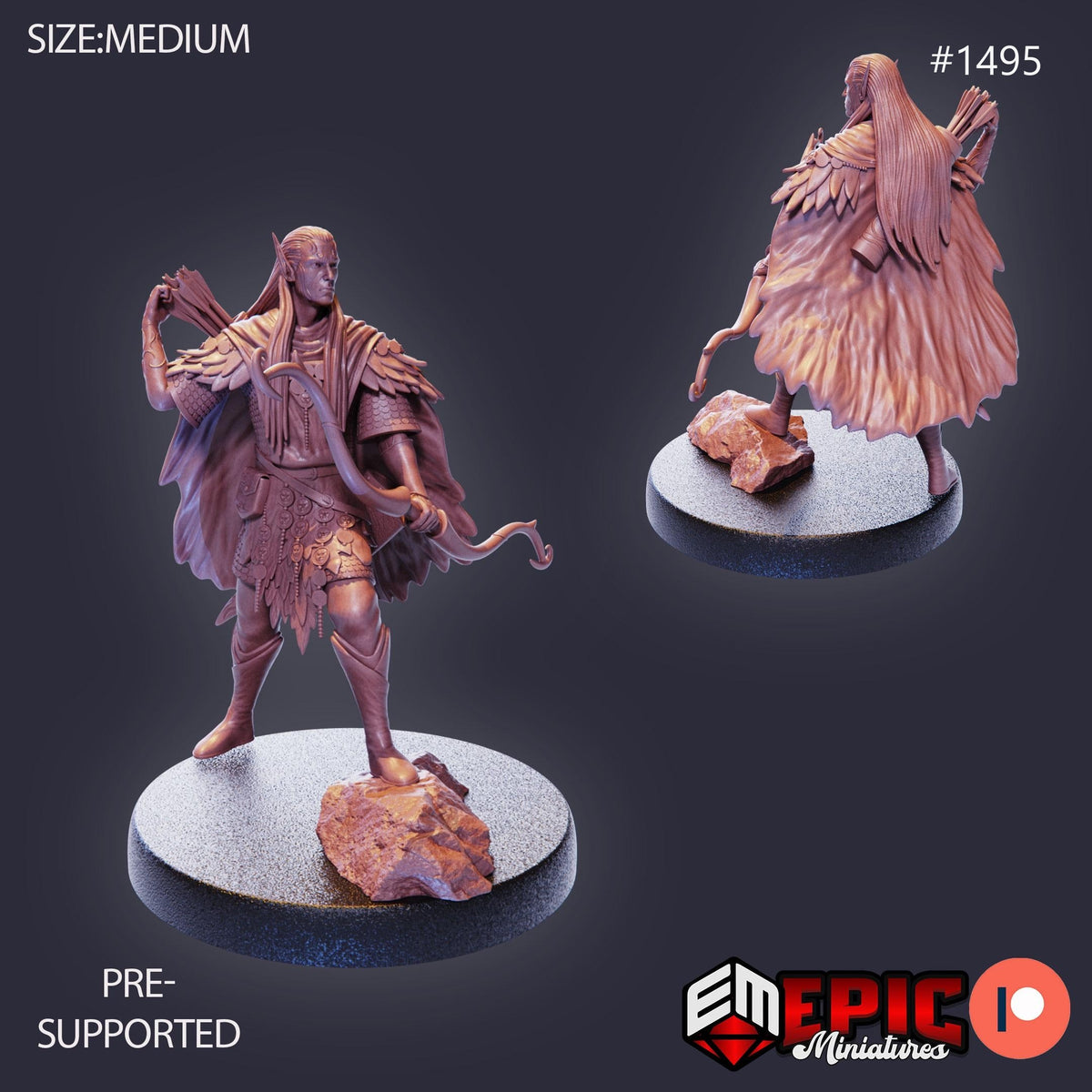Fey Elf Summer Option #1495 front DND miniature Elven Grace 16k resin