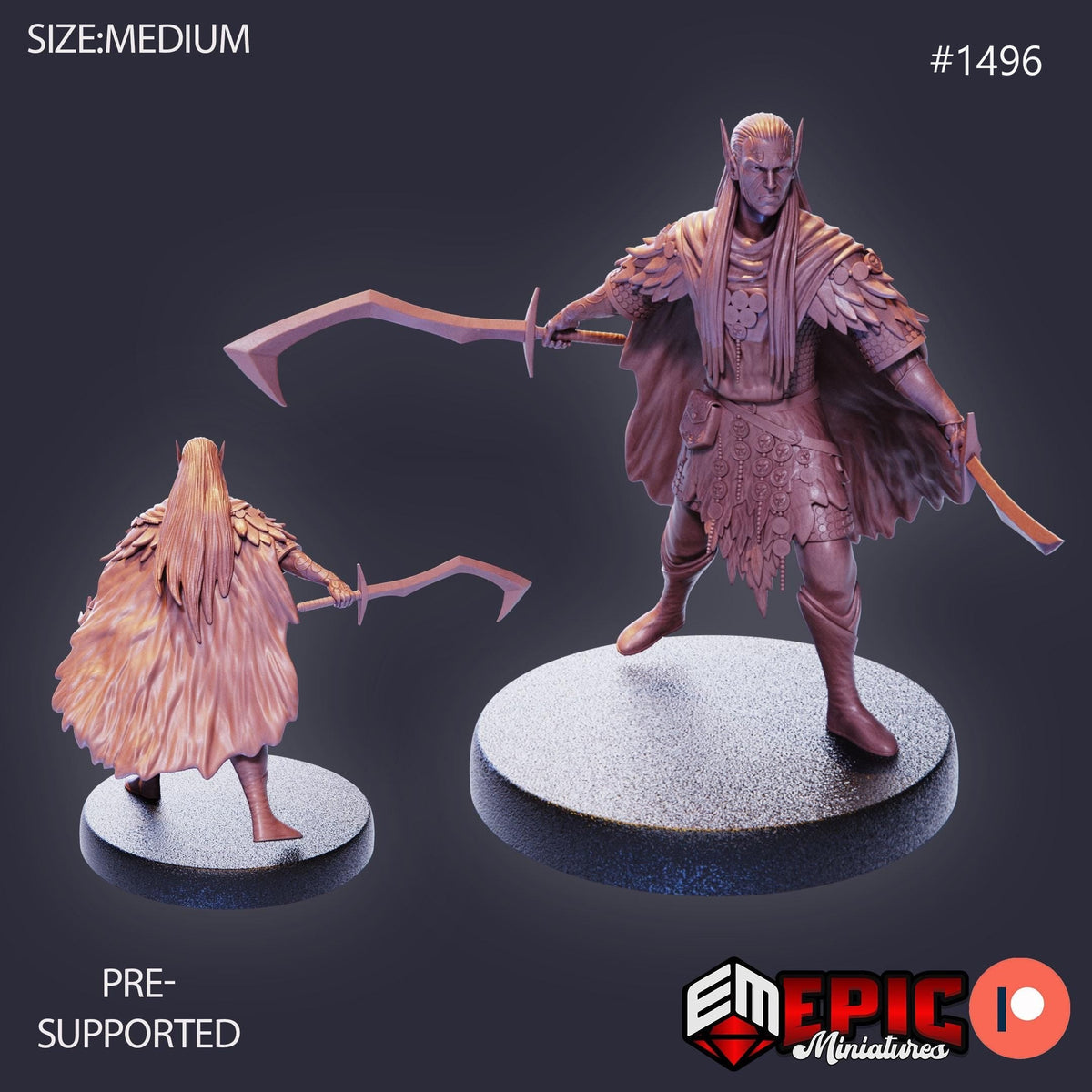 Fey Elf Summer Option #1496 front DND miniature Elven Grace 16k resin