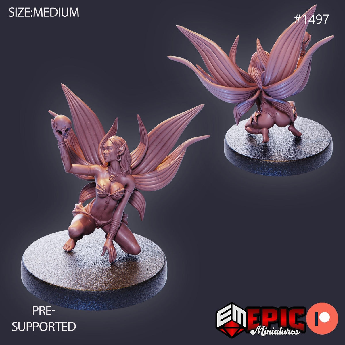 Dark Fairy Option #1497 front DND miniature Elven Grace 16k resin