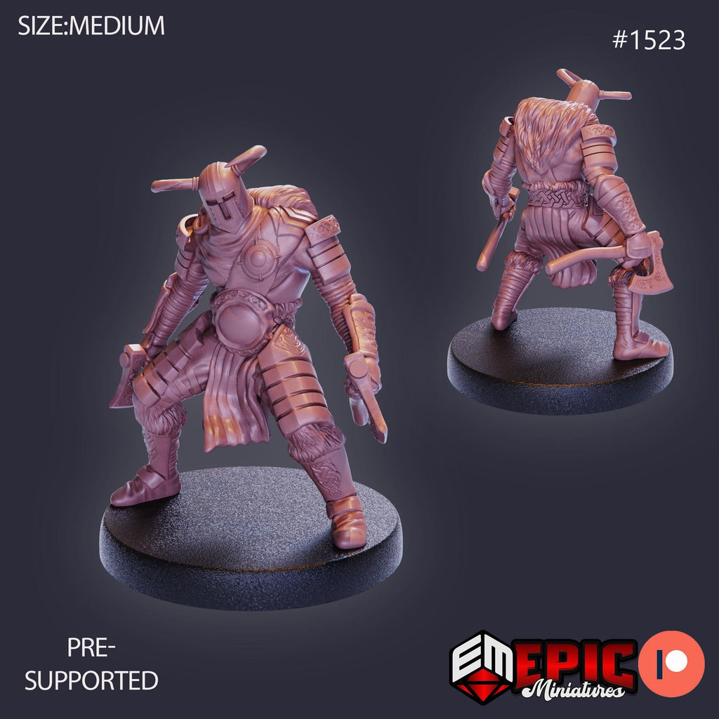 Helmed Barbarian Option #1523 front DND miniature Barbarian Winter 16k resin
