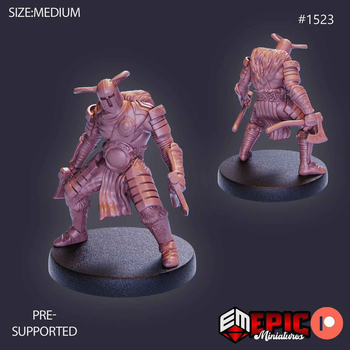 Helmed Barbarian Option #1523 front DND miniature Barbarian Winter 16k resin