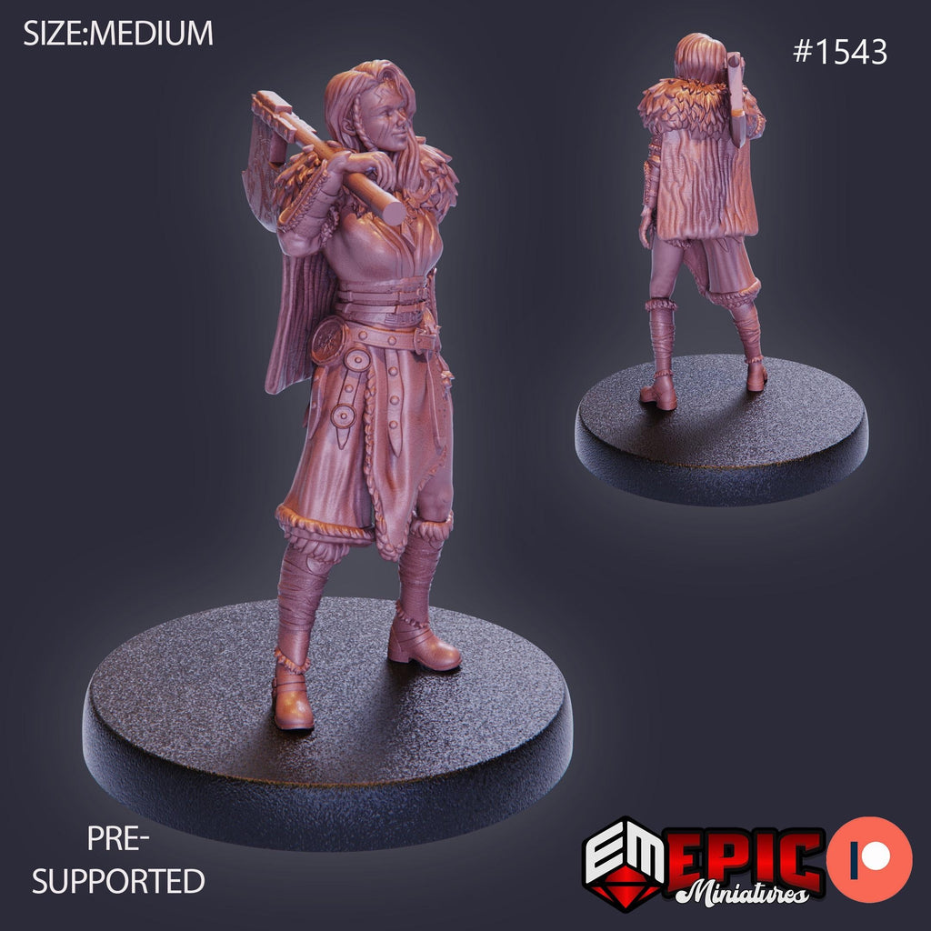 Barbarian Female Option #1543 front DND miniature Barbarian Winter 16k resin