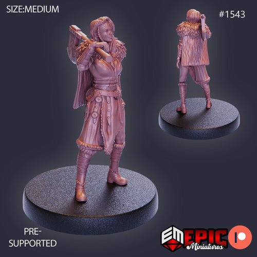 Barbarian Female Option #1543 front DND miniature Barbarian Winter 16k resin