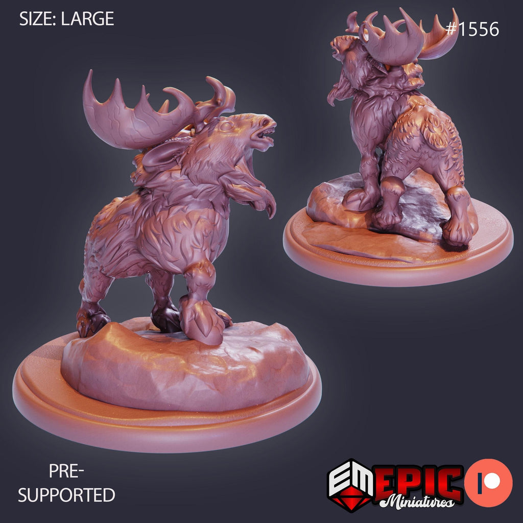 Snow Moose Option #1556 front DND miniature Barbarian Winter 16k resin