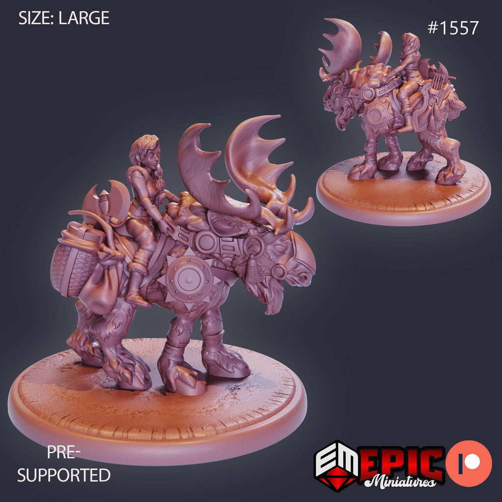 Snow Moose Option #1557 front DND miniature Barbarian Winter 16k resin