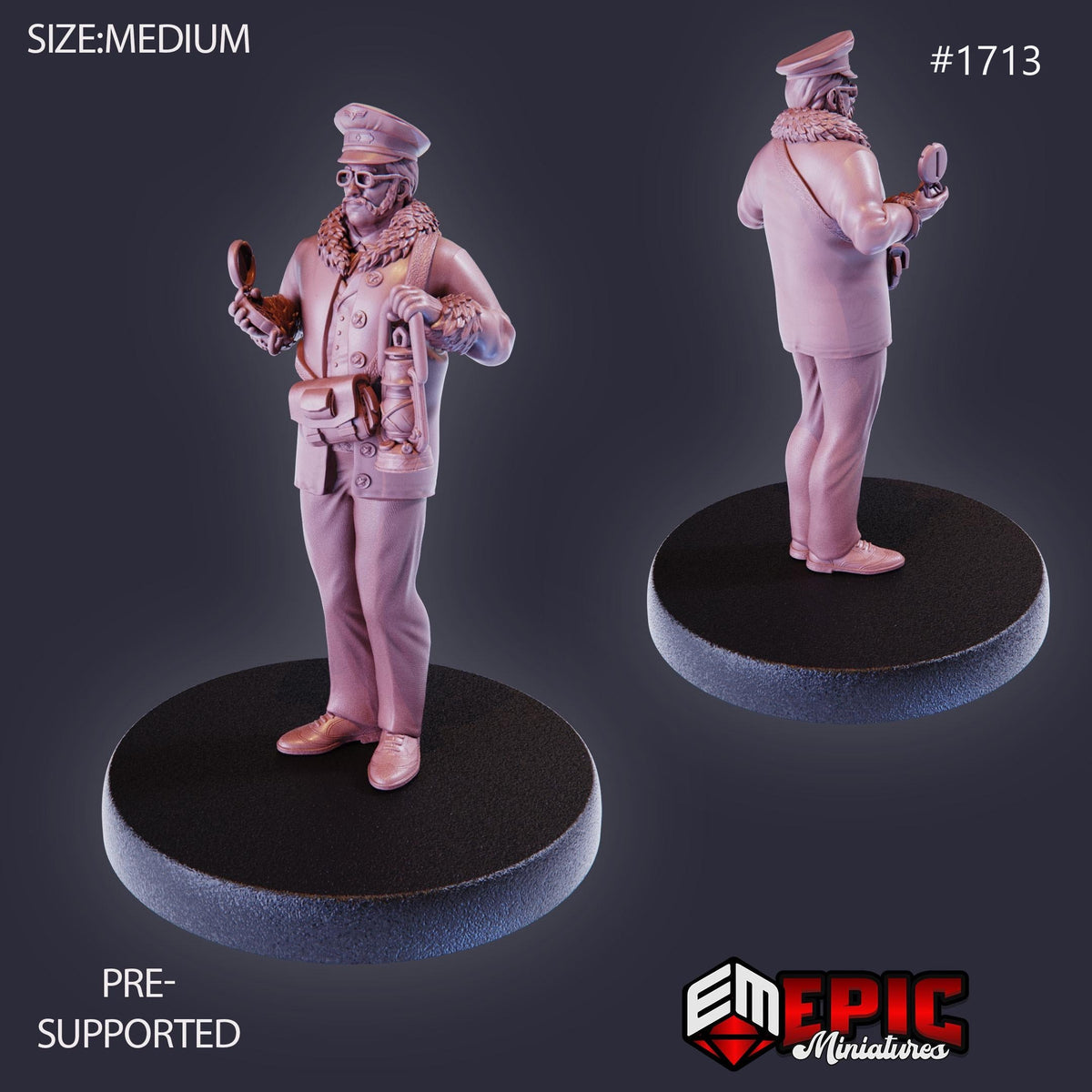 Train Conductor Option #1713 front DND miniature Steam Constructs 16k resin