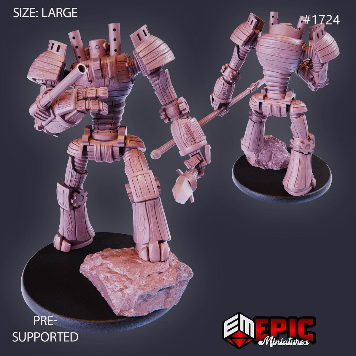 Wood Construct Option #1724 front DND miniature Steam Constructs 16k resin