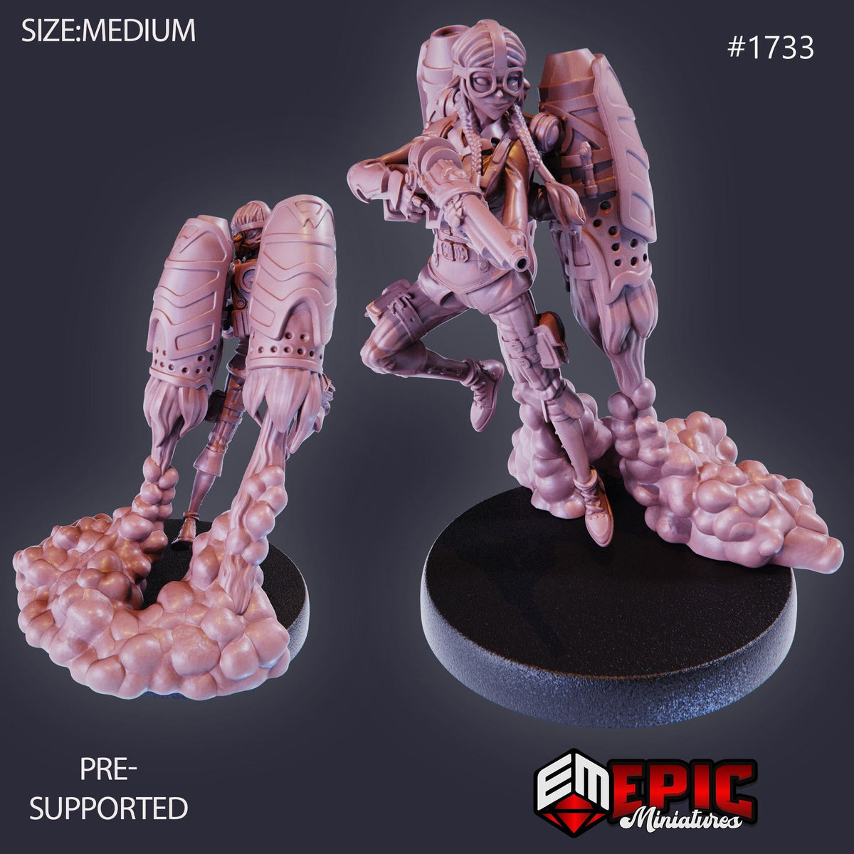 Jetpack Girl Susi Option #1733 front DND miniature Steam Constructs 16k resin